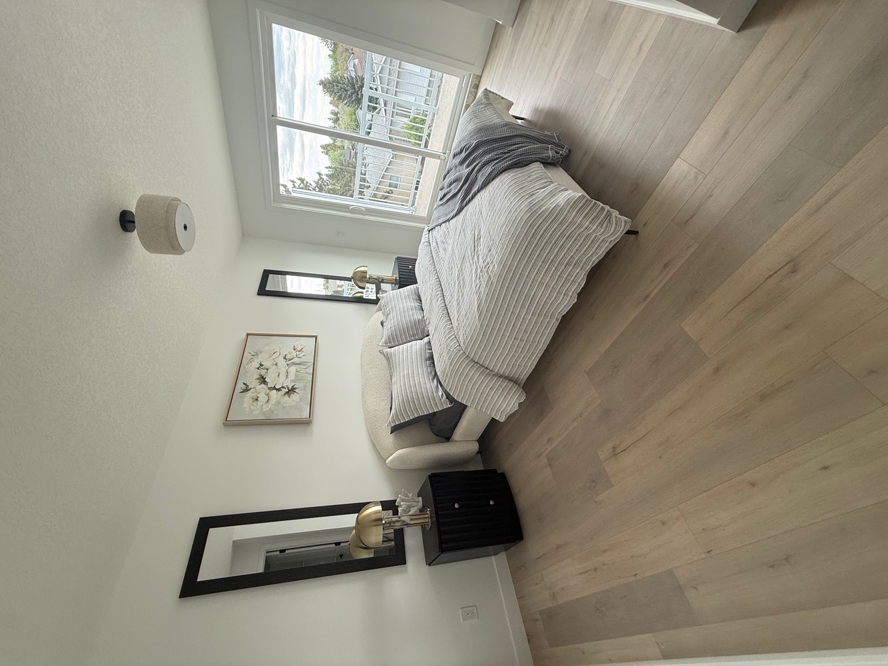 Bedroom flooring near balcony