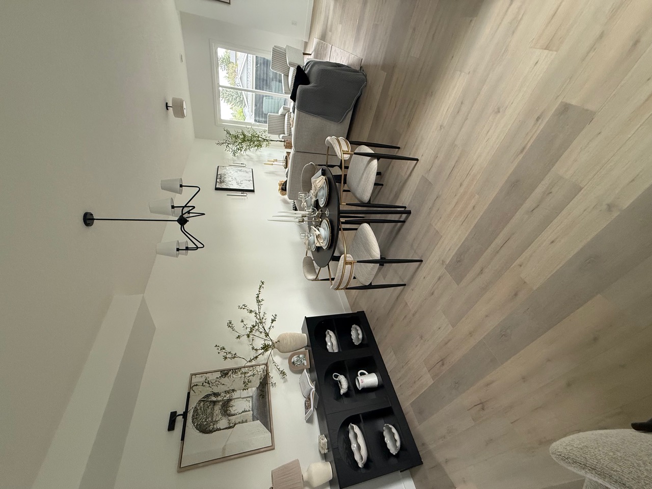 Luxury Vinyl Plank flooring in dining and living area