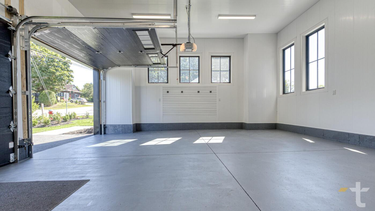 Professional garage with Trusscore slatwall system